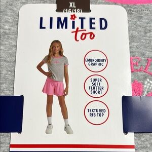 Limited Too 2 PC Active Pink and Gray Matching Skorts Set